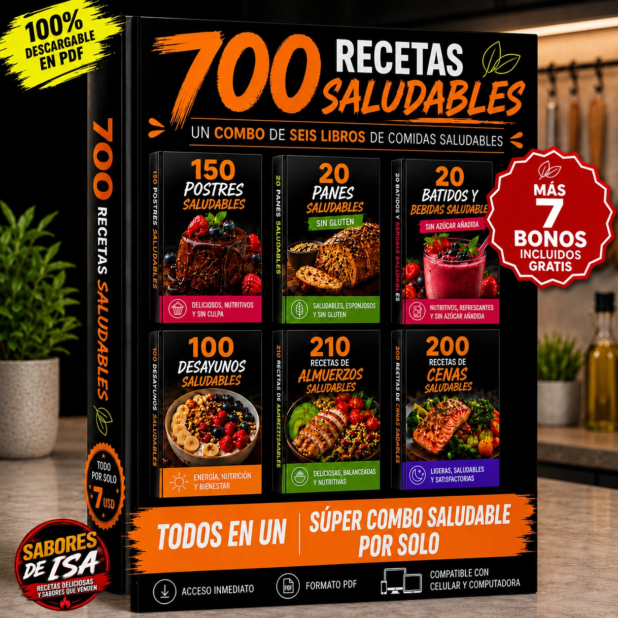 Libro de 700 recetas saludables con 7 bonos